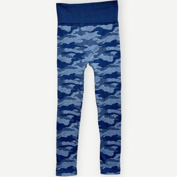 Zac & Rachel Blue Camo Stretchy High Waist Leggings. 0X. 1X. Plus. - Picture 1 of 6